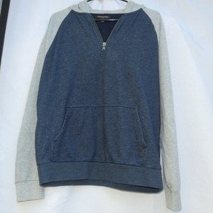 Banana Republic Hoodie, Size L, Blue and Gray, Pullover, Zip Neck